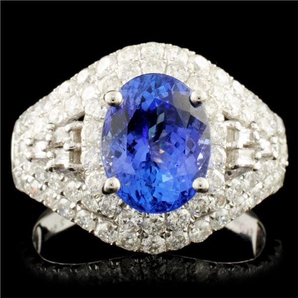 18K Gold 2.69ct Tanzanite & 1.65ctw Diamond Ring