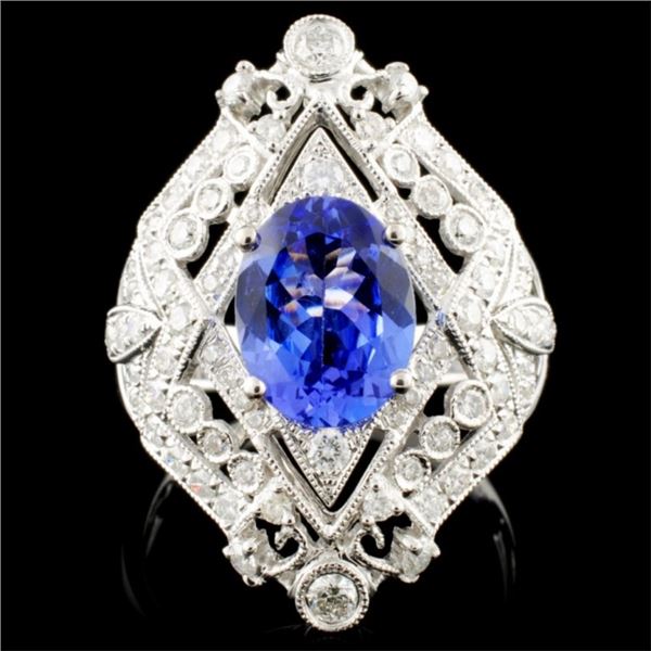 14K Gold 2.14ct Tanzanite & 0.85ctw Diamond Ring