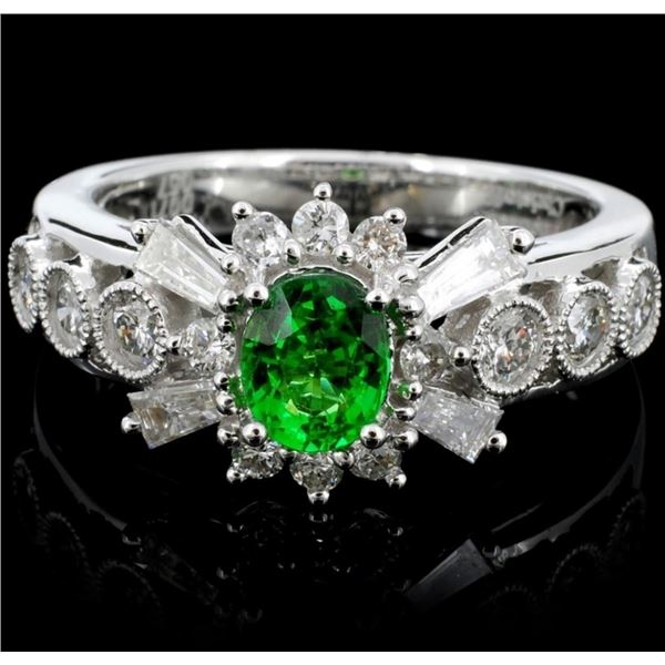 18K White Gold .57ct Tsavorite & 0.71ct Diamond Ri