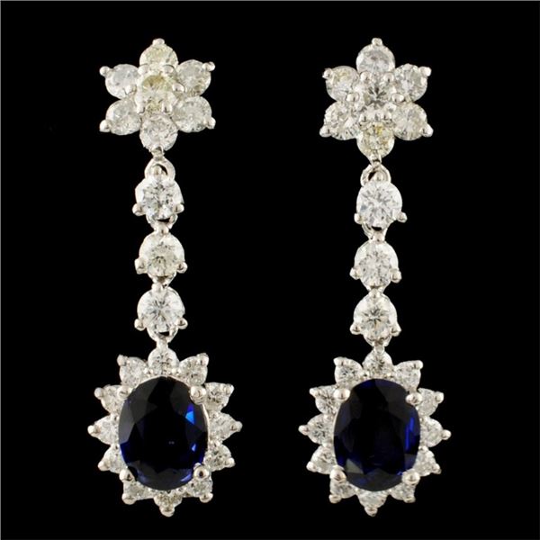 14K Gold 1.92ct Sapphire & 2.41ctw Diamond Earring