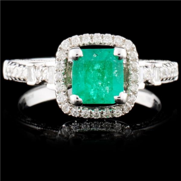 18K White Gold 0.69ct Emerald & 0.41ct Diamond Rin