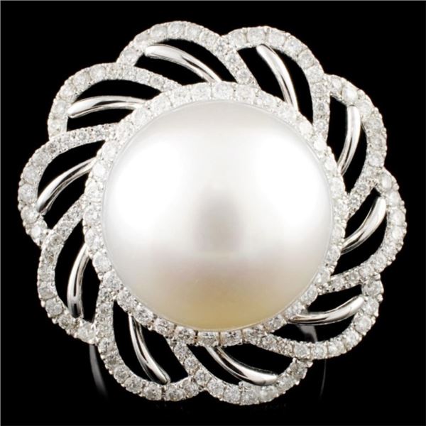 18K Gold 15.00MM Pearl & 1.02ctw Diamond Ring