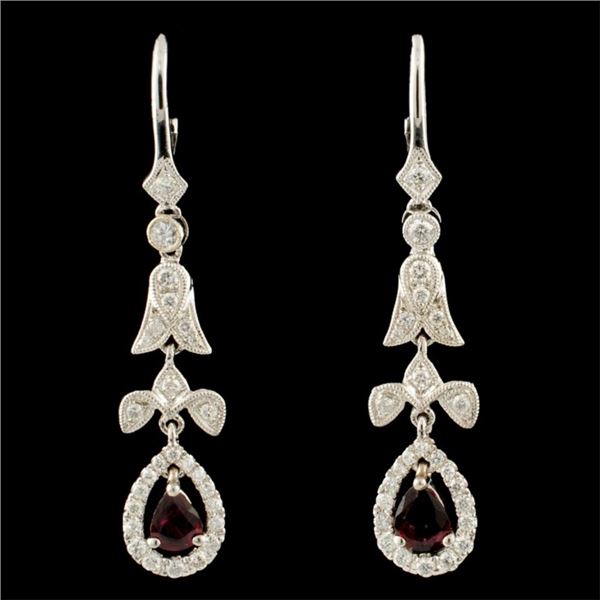 14K Gold 0.58ct Ruby & 0.57ctw Diamond Earrings