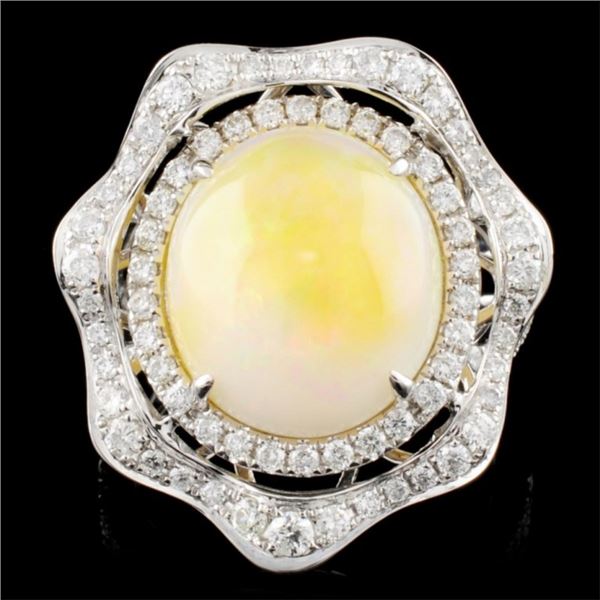 14K Gold 5.27ct Opal & 0.90ctw Diamond Ring