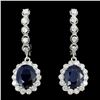 14K Gold 4.00ct Sapphire & 1.30ctw Diamond Earring