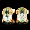 Image 1 : 14K Gold 2.60ctw Green Beryl Earrings