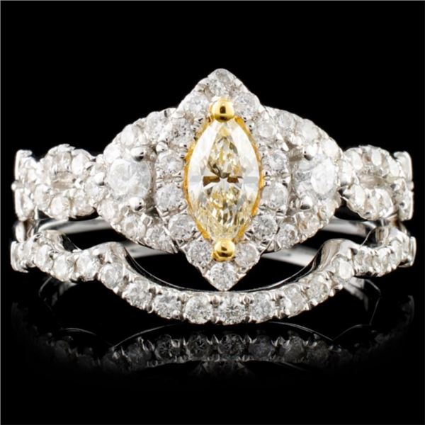 18K White Gold 0.97ctw Fancy Color Diamond Ring