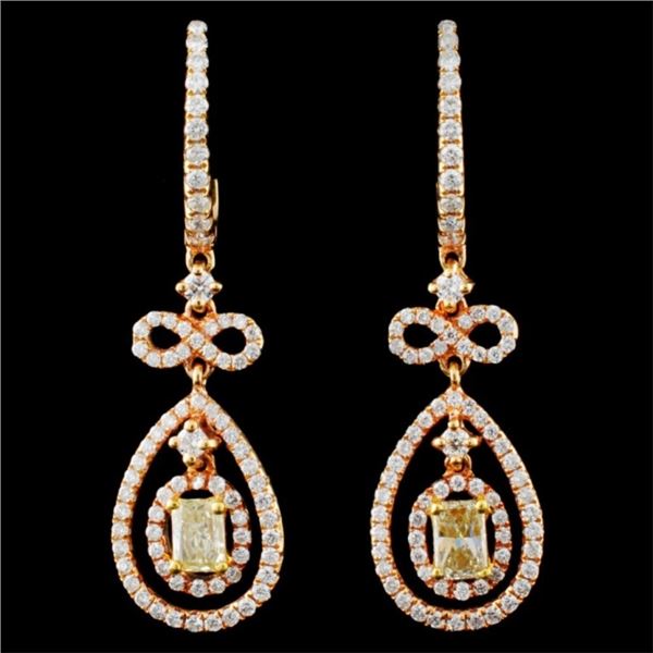 18K Gold 1.48ctw Fancy Diamond Earrings