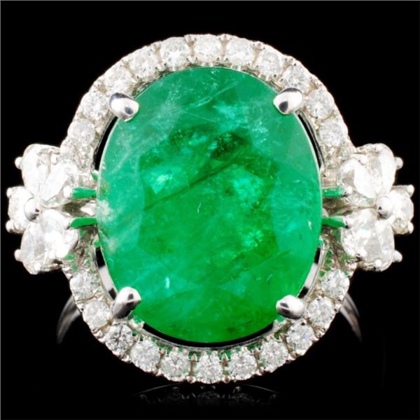 18K Gold 6.19ct Emerald & 0.82ctw Diamond Ring