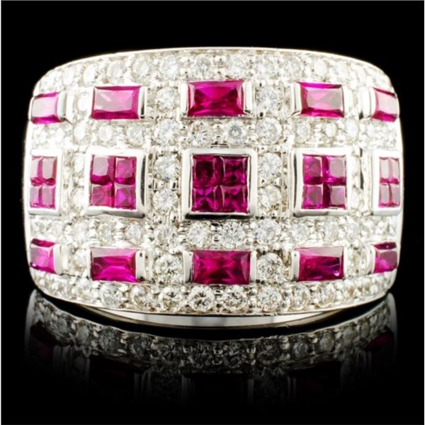 18K Gold 2.31ct Ruby & 0.99ctw Diamond Ring