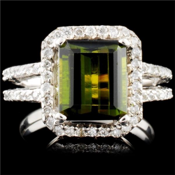 14K Gold 3.41ct Tourmaline & 0.55ctw Diamond Ring