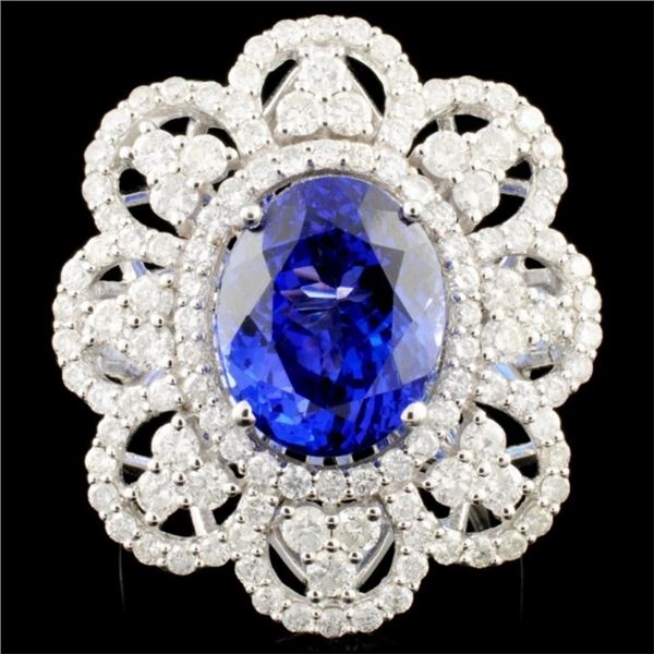 18K Gold 7.19ct Tanzanite & 2.25ctw Diamond Ring