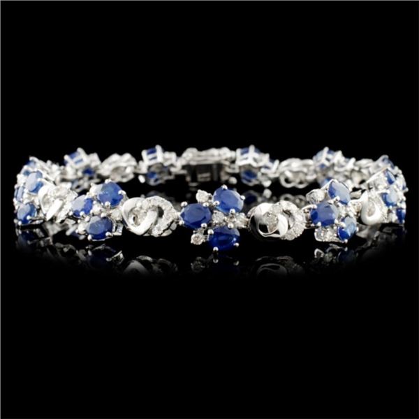 14K Gold 7.72ctw Sapphire & 1.49ctw Diamond Bracel