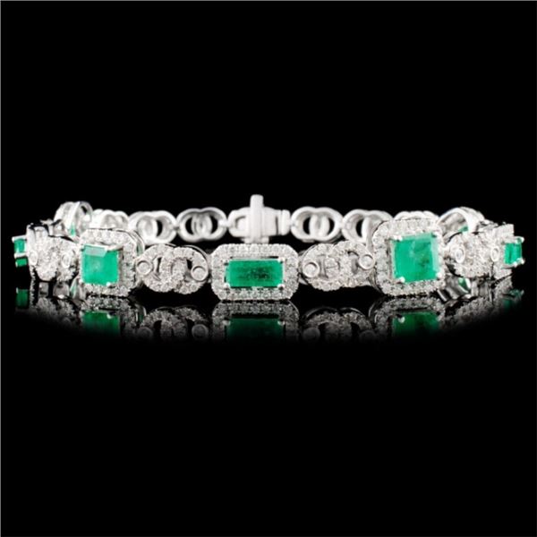 14K Gold 3.00ct Emerald & 1.73ctw Diamond Bracelet