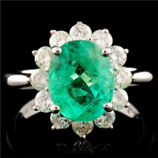 18K Gold 2.20ct Emerald & 0.89ctw Diamond Ring