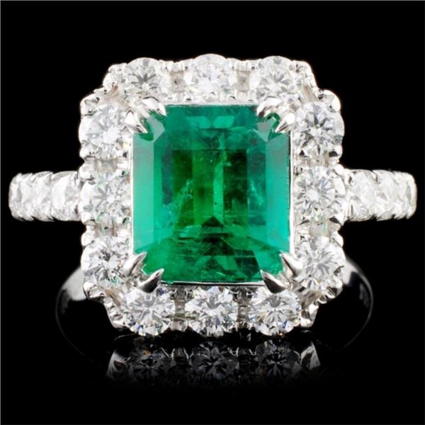 18K Gold 2.39ct Emerald & 1.43ct Diamond Ring