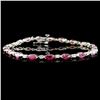 Image 1 : 14K Gold 5.26ctw Ruby & 0.30ctw Diamond Bracelet