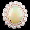 14K Gold 4.66ct Opal & 1.15 Diamond Ring