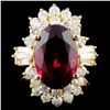 14K Gold 5.76ct Tourmaline & 1.31ctw Diamond Ring