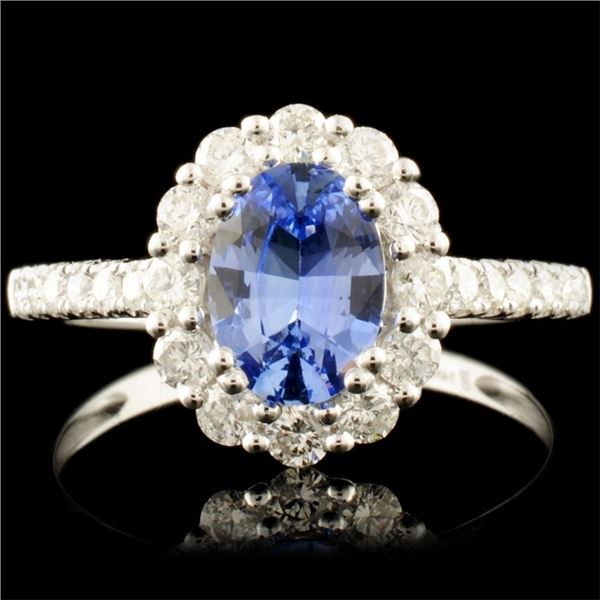 14K Gold 1.32ct Sapphire & 0.59ctw Diamond Ring