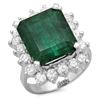 Image 1 : 14K Gold 7.50ct Emerald & 1.50ct Diamond Ring