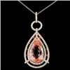 Image 1 : 14K Gold 8.50ct Morganite & 1.32ctw Diamond Pendan