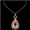 Image 2 : 14K Gold 8.50ct Morganite & 1.32ctw Diamond Pendan