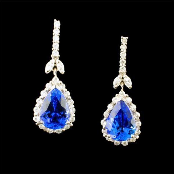 14k Gold 8.26ct Tanzanite & 1.34ctw Diamond Earrin