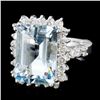 Image 2 : 14K Gold 8.00ct Aquamarine & 1.25ctw Diamond Ring