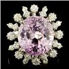 Image 1 : 14K Gold 12.91ct Kunzite & 1.00ctw Diamond Ring