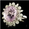 Image 2 : 14K Gold 12.91ct Kunzite & 1.00ctw Diamond Ring