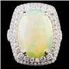 Image 1 : 18K Gold 5.89ct Opal & 1.04ct Diamond Ring