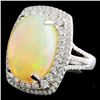 Image 2 : 18K Gold 5.89ct Opal & 1.04ct Diamond Ring
