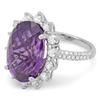 Image 2 : 14K Gold 12.00ct Amethyst & 1.15ct Diamond Ring