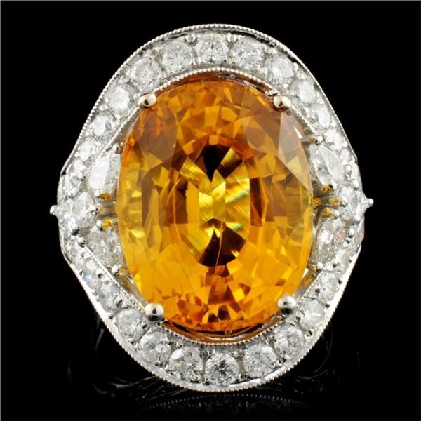18K Gold 13.16ct Sapphire & 1.76ctw Diamond Ring