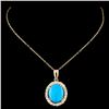 Image 2 : 14K Gold 3.07ct Turquoise & 0.52ctw Diamond Pendan