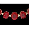 Image 2 : 14k Gold 135.00ct Ruby & 4.00ct Diamond Necklace