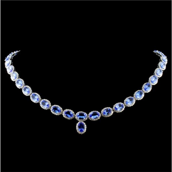 14K Gold 31.59ct Tanzanite & 6.50ctw Diamond Neckl