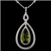 Image 1 : 14K White Gold 9.29ct Peridot & 1.95ct Diamond Nec