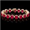 Image 1 : 14k Gold 45.00ct Ruby & 1.00ct Diamond Bracelet