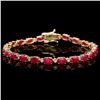 Image 1 : 14k Gold 11.00ct Ruby & 0.50ct Diamond Bracelet