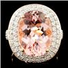 14K Gold 7.66ct Morganite & 1.11ctw Diamond Ring