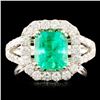 Image 1 : 18K Gold 2.14ct Emerald & 1.25ctw Diamond Ring