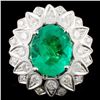 Image 1 : 18K Gold 4.23ct Emerald & 1.93ctw Diamond Ring