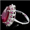 Image 3 : 14K Gold 10.00ct Ruby & 0.75ctw Diamond Ring