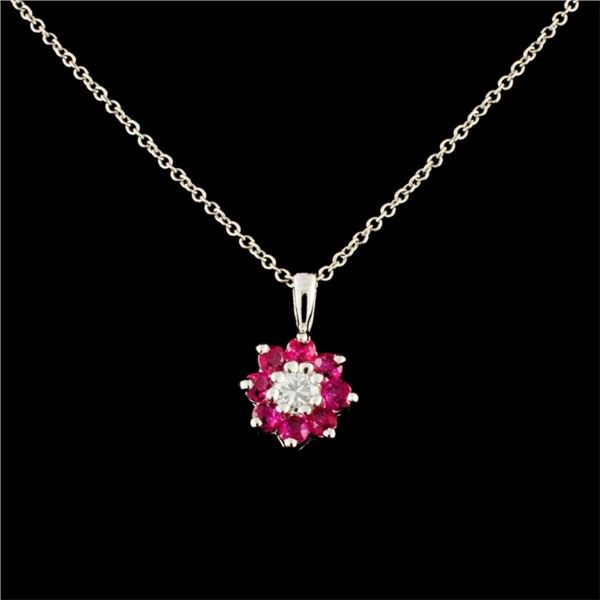 14K Gold 0.28ct Ruby & 0.10ctw Diamond Pendant