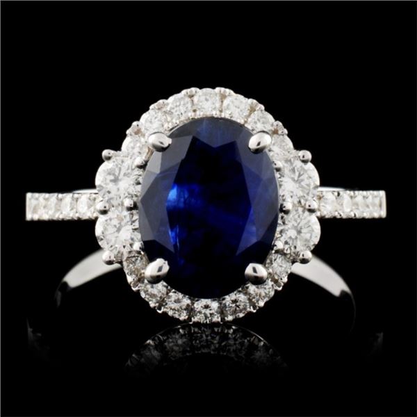 18K W Gold 1.67ct Sapphire & 0.53ct Diamond Ring