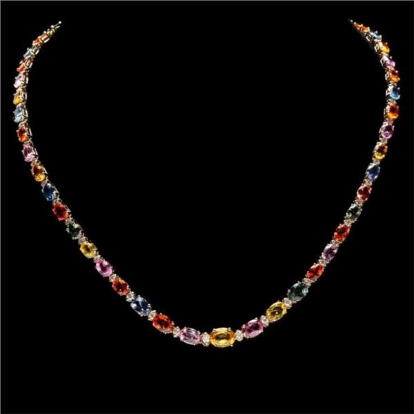 `14k Gold 32.00ct Sapphire & 1.50ct Diamond Neckla