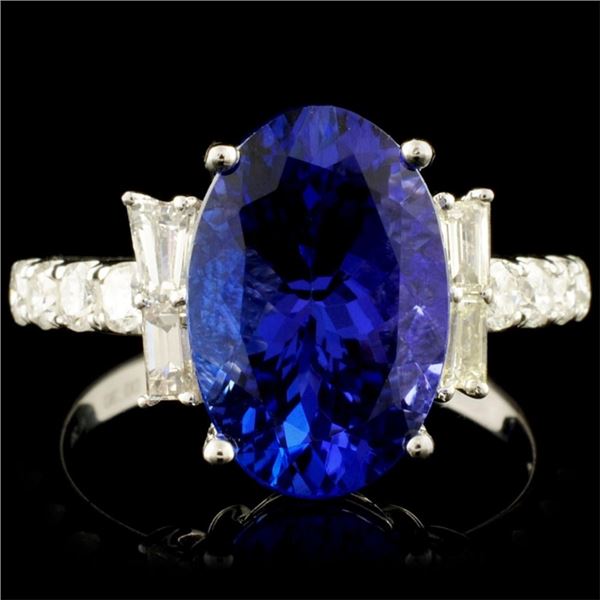 18K Gold 4.28ct Tanzanite & 0.67ctw Diamond Ring