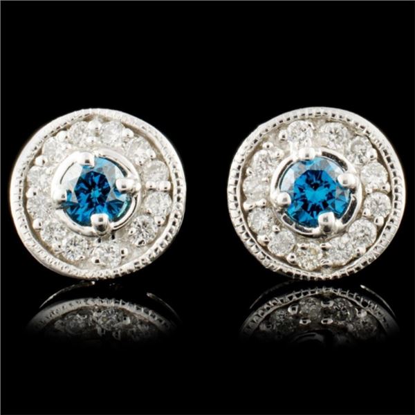 14K Gold 0.53ctw Fancy Color Diamond Earrings